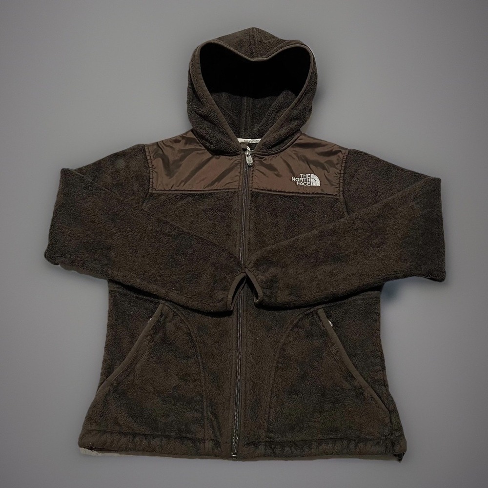 The North Face Womens Brown Osito Hooded Full-Zip Cozy Fur Fleece Light Jacket S